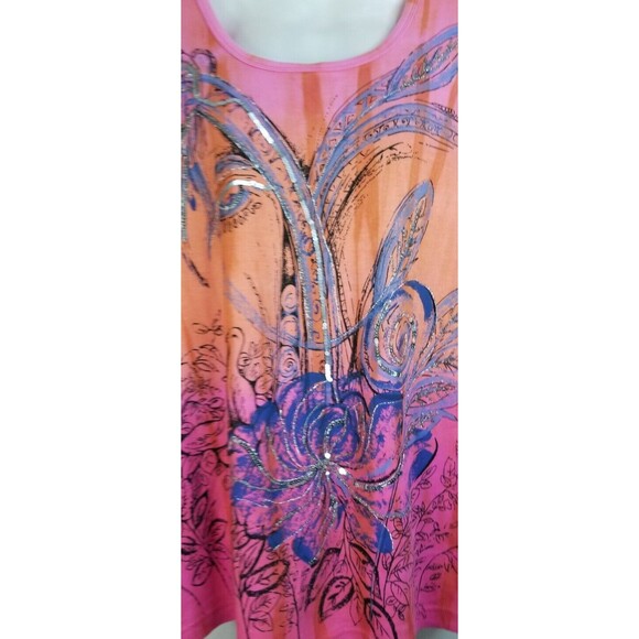 Indigo Moon Tunic Top Women's Sequin Beaded & Metallic Accents BOHO CHIC XL - Picture 3 of 7